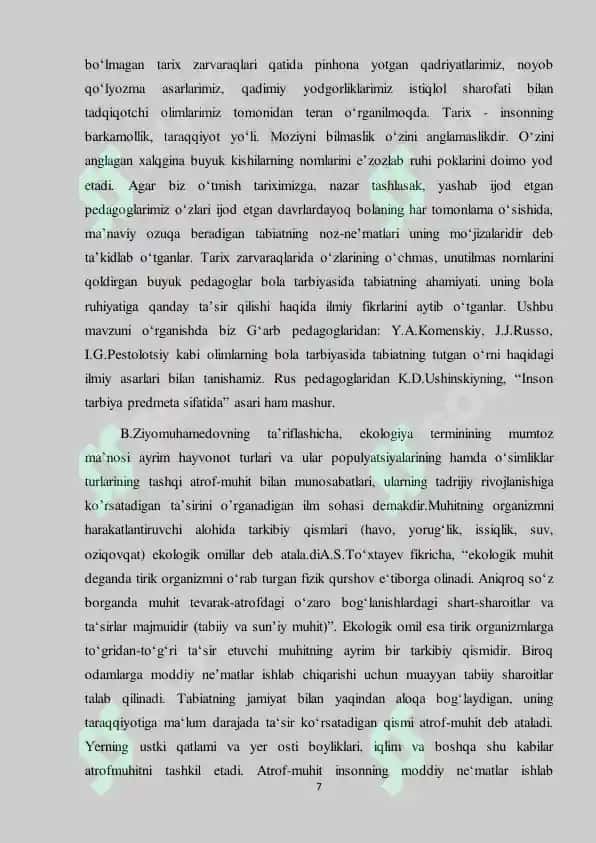 Xorijiy mamlakatlarda tabiat bilan tanishtirish dasturlari. 7