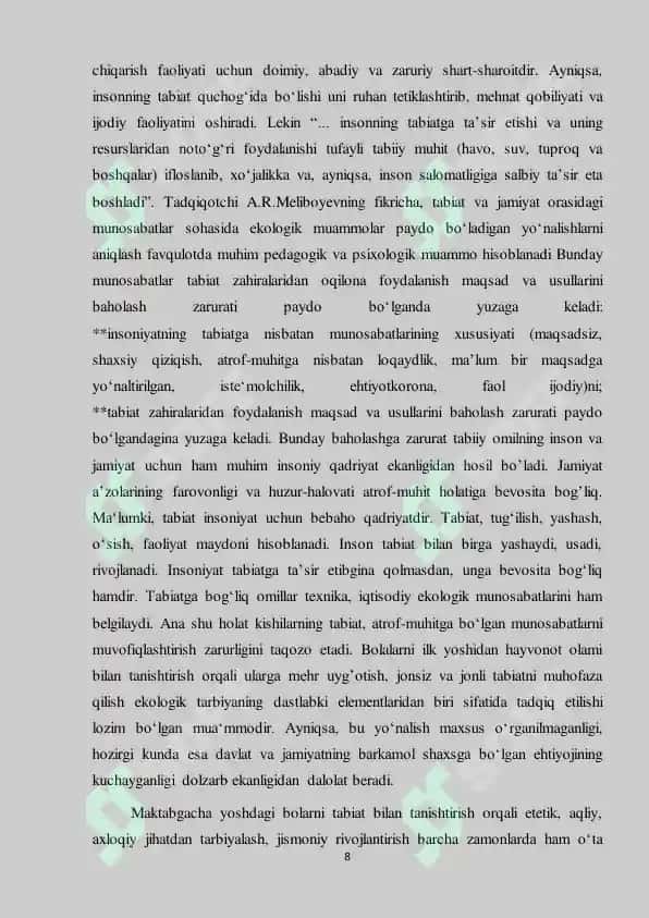 Xorijiy mamlakatlarda tabiat bilan tanishtirish dasturlari. 8