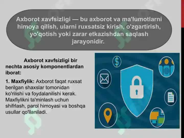 Axborot xavfsizligi tushunchasi 2