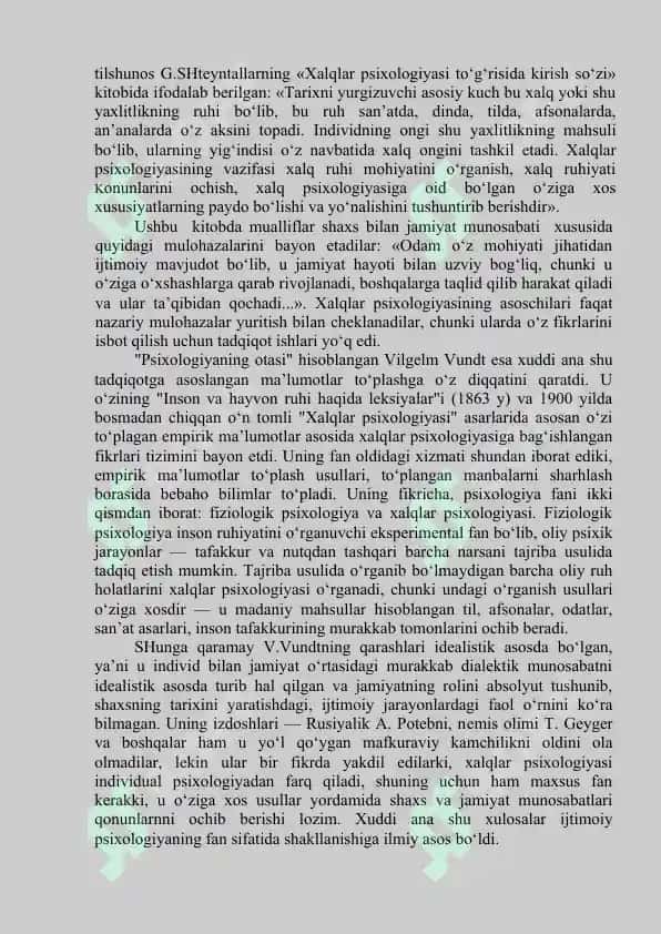Ijtimoiy psixologiyaning shakllanishi va rivojlanishi, ijtimoiy psixologik oyalarning shakllanishi 3