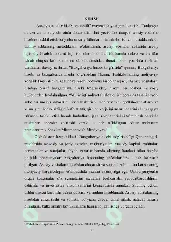 Asosiy vositalar hisobi va tahlili 2