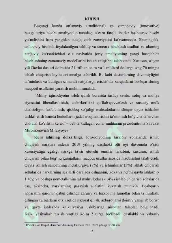 Mahsulot tannarxini kalkulatsiya qilishning usullari 2