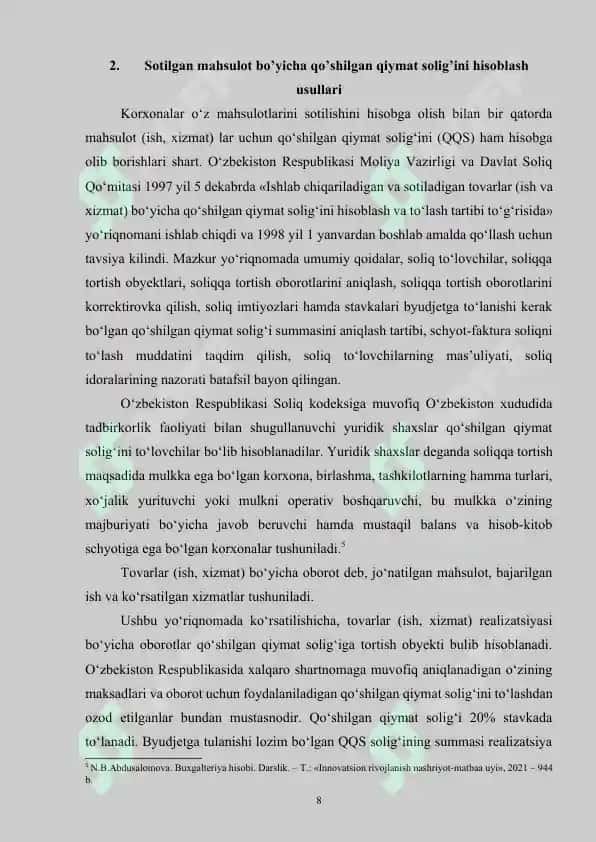 Qiymat solig'i 8