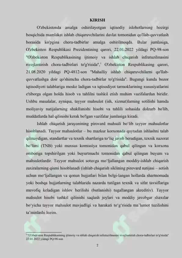 Tayyor mahsulotning sotishning analitik va sintetik hisobi 2