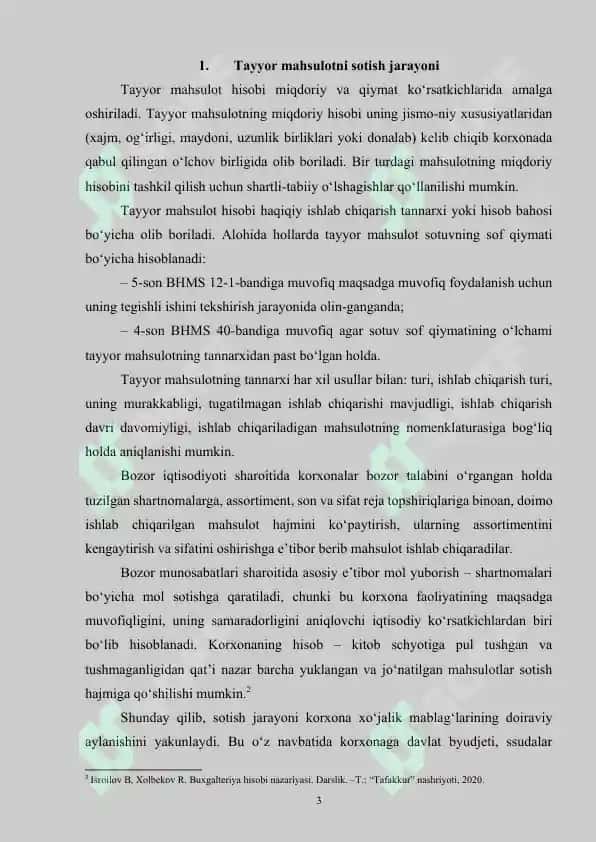 Tayyor mahsulotning sotishning analitik va sintetik hisobi 3