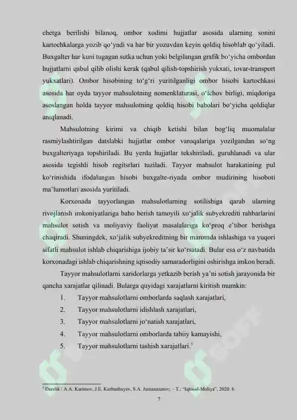 Tayyor mahsulotning sotishning analitik va sintetik hisobi 7