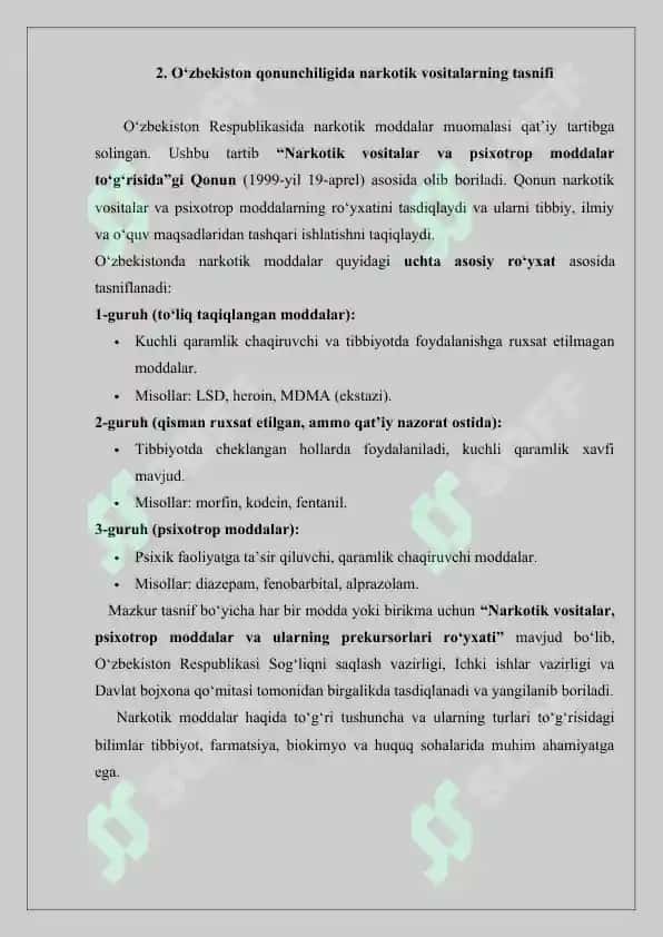 Narkotik moddalarni aniqlash usullari. Referat 14 bet. 4