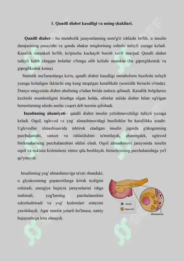 Qandli diabet. Referat 14 bet. 3
