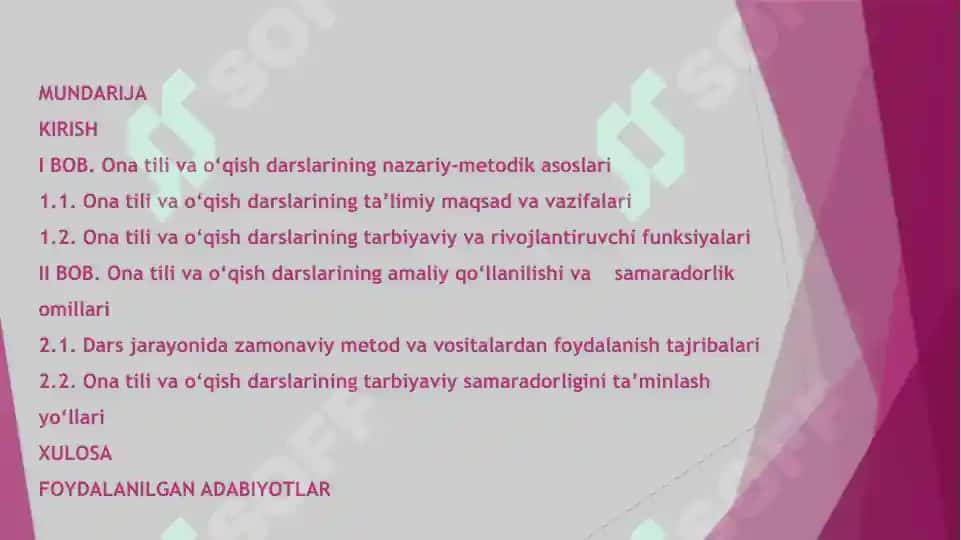 Ona tili va o‘qish darslarining maqsad va vazifalari, ta’limiy-tarbiyaviy ahamiyati 2