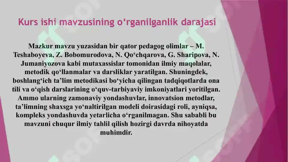 Ona tili va o‘qish darslarining maqsad va vazifalari, ta’limiy-tarbiyaviy ahamiyati 4