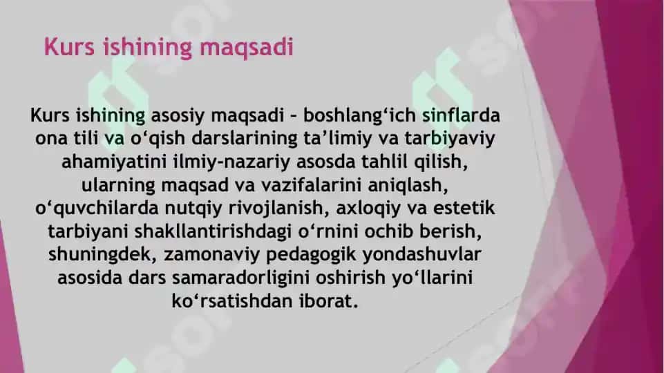 Ona tili va o‘qish darslarining maqsad va vazifalari, ta’limiy-tarbiyaviy ahamiyati 5