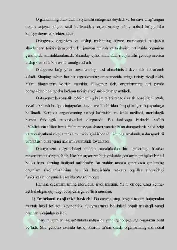 ONTOGENIZNING RIVOJLANISH  XUSUSIYATLARI 3