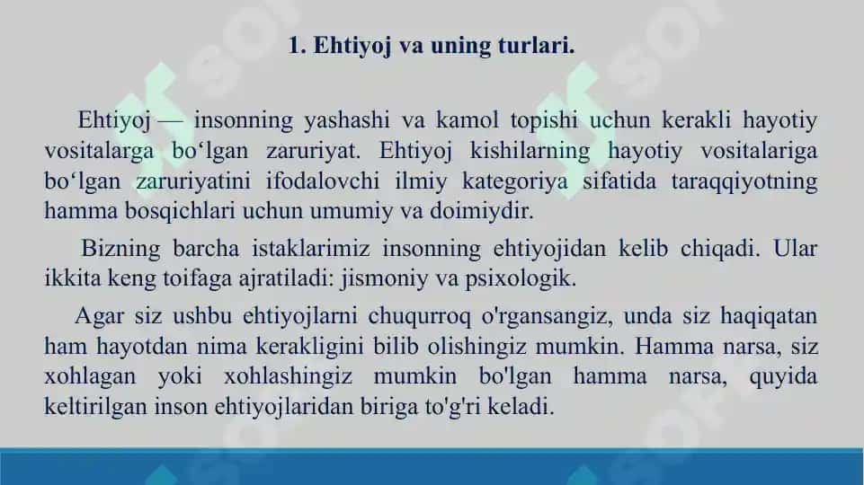 Ehtiyoj. Motiv va motivatsiyalar. Taqdimot 14 bet. 3