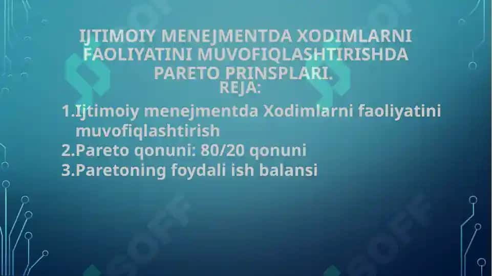 Ijtimoiy menejmentda Xodimlarni faoliyatini muvofiqlashtirishda PAreto prinsplari 2