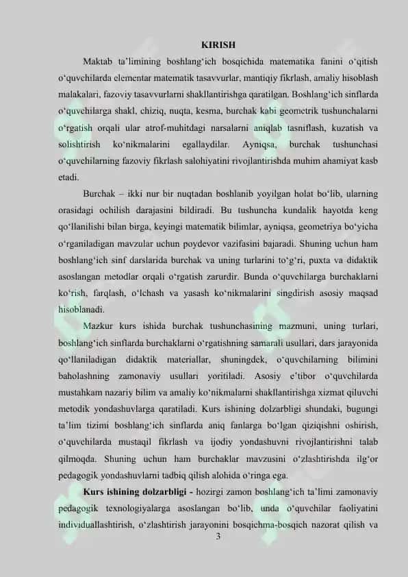 Burchak va uning turlari. Burchaklar haqida o`rgatish metodikasi 3