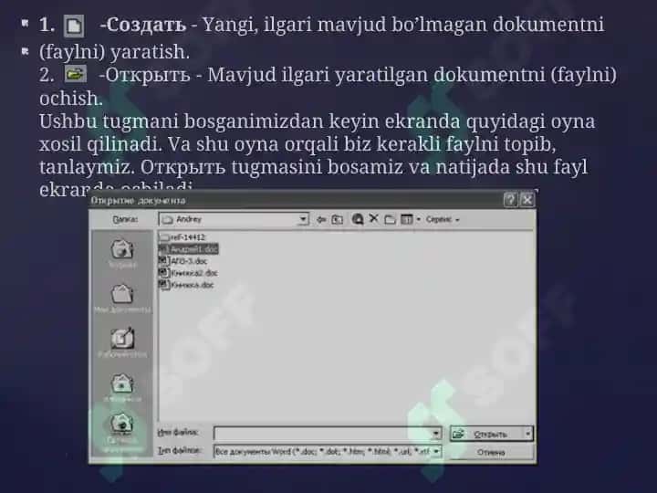 Microsoft Word MATN MUHARRIRLARI VA PROTSESSORLARI, MATNLI HUJJATLARNI YARATISH VA TAXRIRLASH FORMATLASH 7