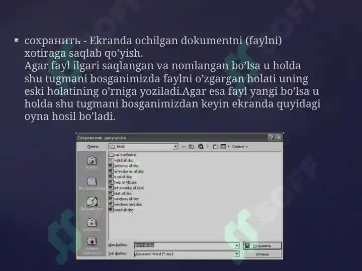 Microsoft Word MATN MUHARRIRLARI VA PROTSESSORLARI, MATNLI HUJJATLARNI YARATISH VA TAXRIRLASH FORMATLASH 8