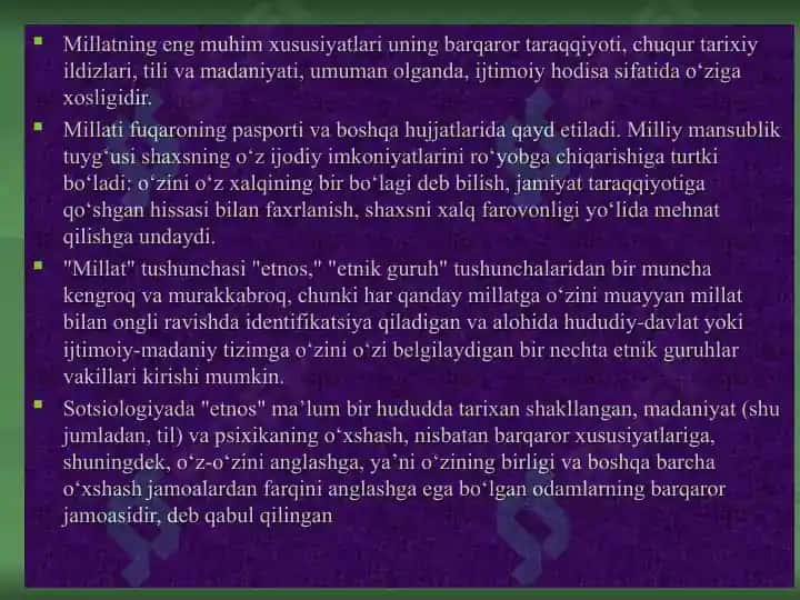 Millat madaniy-psixologik birlik sifatida 8