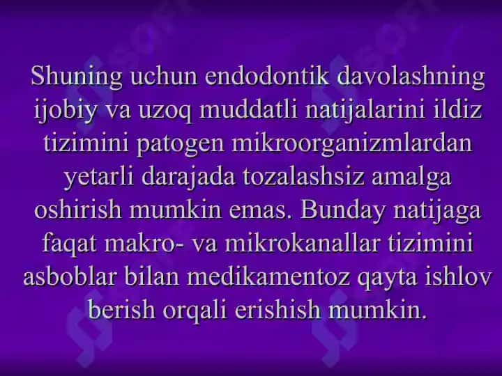 Ildiz kanallari tizimiga medikamentoz  ishlov berishda qo’llaniladigan antiseptiklar. Ildiz kanallar tizimini plombalash. 3