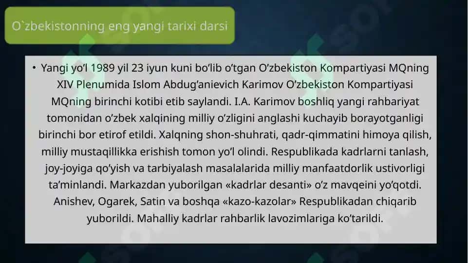 Mustaqil O‘zbekiston Respublikasining tashkil topishi va o‘ning tarixiy ahamiyati 3