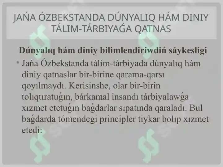 DÚNYALIQ BILIMLER HÁM DINIY ISENIM BIRLIGINE ERISIWDIŃ AHMIYETI 6