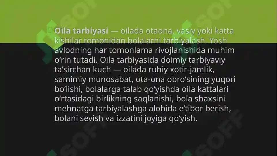 OILADA BOLLARNING TARBIYASI. TOIFALARI VA OQIBATLARI 3