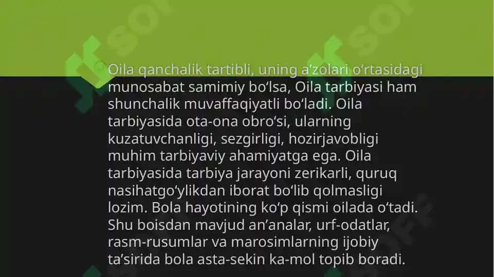 OILADA BOLLARNING TARBIYASI. TOIFALARI VA OQIBATLARI 4