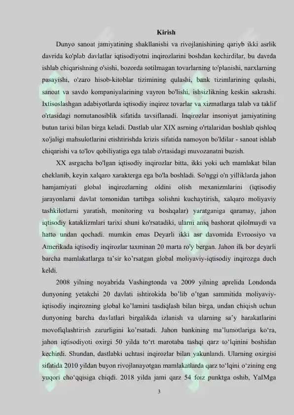 Iqtisodiy Inqiroz 2