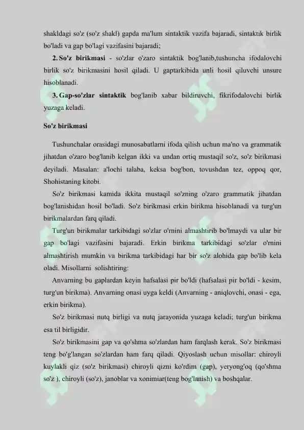Ta`lim bosqichlarida so`z birikmasi sintaksisini o`qitish bo`yicha dars ishlanmalar tayyorlash 4
