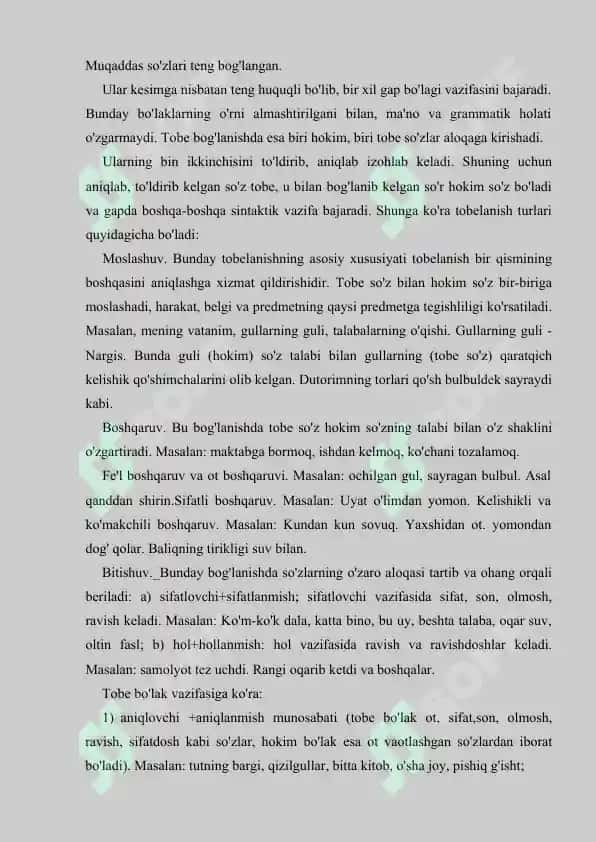Ta`lim bosqichlarida so`z birikmasi sintaksisini o`qitish bo`yicha dars ishlanmalar tayyorlash 6