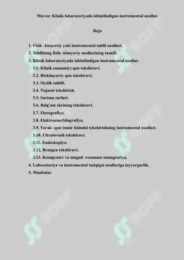 Klinik labaratoriyada ishlatiladigan instrumental usullar. Referat 18 bet. 2