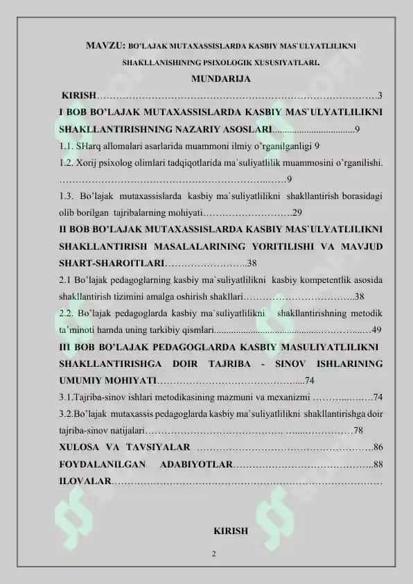 BO’LAJAK MUTAXASSISLARDA KASBIY MAS`ULYATLILIKNI SHAKLLANISHINING PSIXOLOGIK XUSUSIYATLARI 2