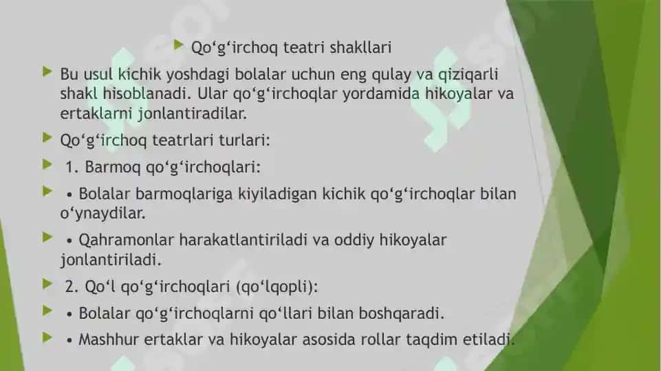 Kichik yosh guruhlarida sahnalashtirish faoliyatini tashkil etish shakllari 4