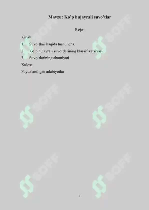 Ko’p hujayrali suvo’tlar 2
