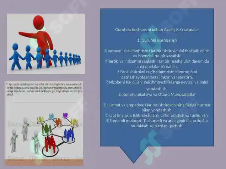 Guruhdagi boshlovchi shaxsi va kvalifikatsiyasi 4