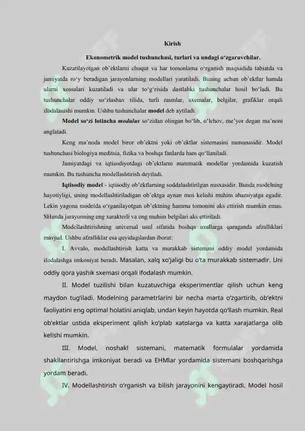 Tenglamalar tizimi ko‘rinishidagi ekonometrik model 2