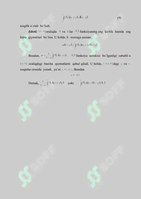 Funksiya aniq  integralini hisoblash. Referat 22 bet. 7