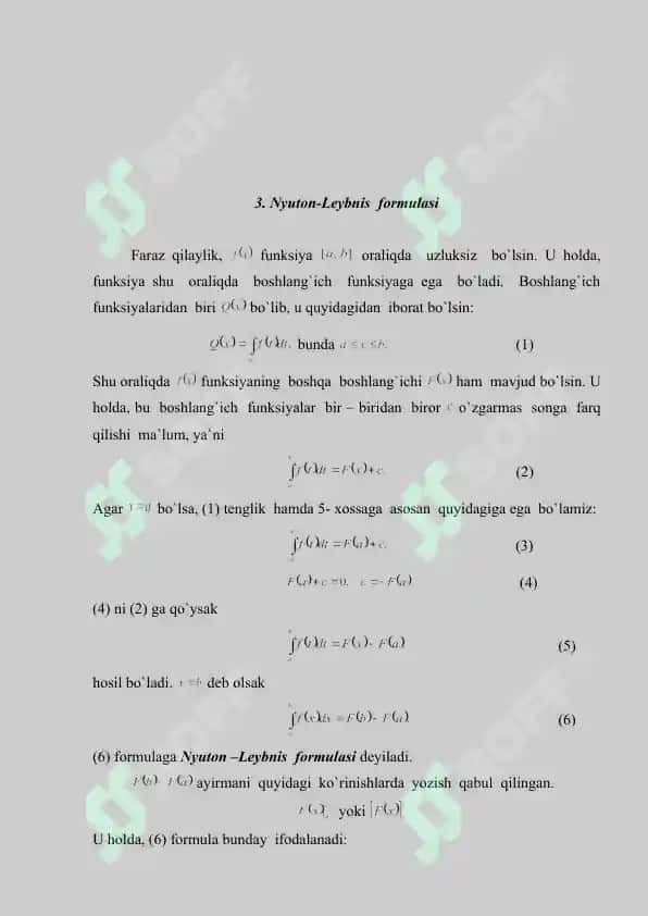 Funksiya aniq  integralini hisoblash. Referat 22 bet. 8