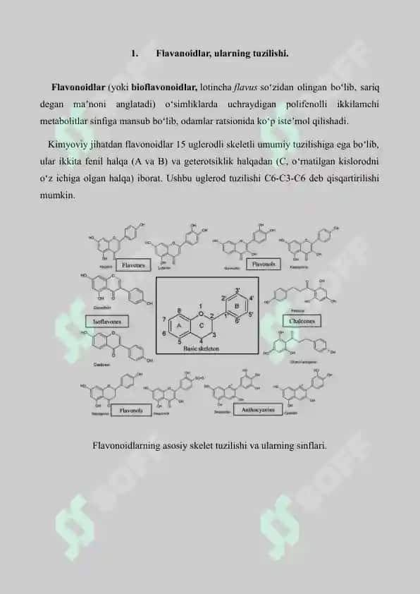 Tarkibida flavonoidlar saqlagan preparatlar va ularning turlari. Referat 5 sahifa. 2