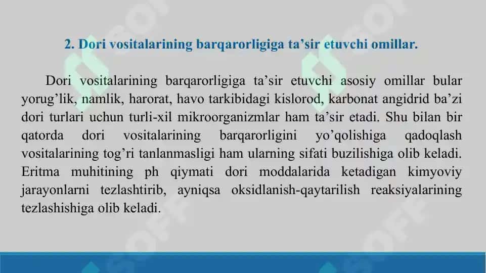 Dori vositalarining barqarorligini o’rganishning umumiy tamoyillari. Taqdimot 21 bet 4