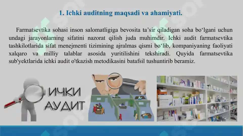 O'z-o'zini tekshirishni (ichki audit) o'tkazish metodikasi. Taqdimot 12 bet. 3