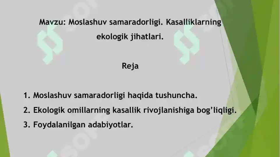 18. Ekologiya va inson salomatligi 2. Taqdimot 12 bet. 2