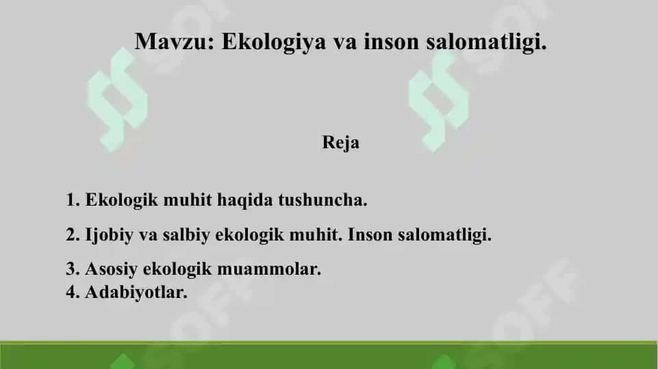 18. Ekologiya va inson salomatligi 2. Taqdimot 11 bet. 2