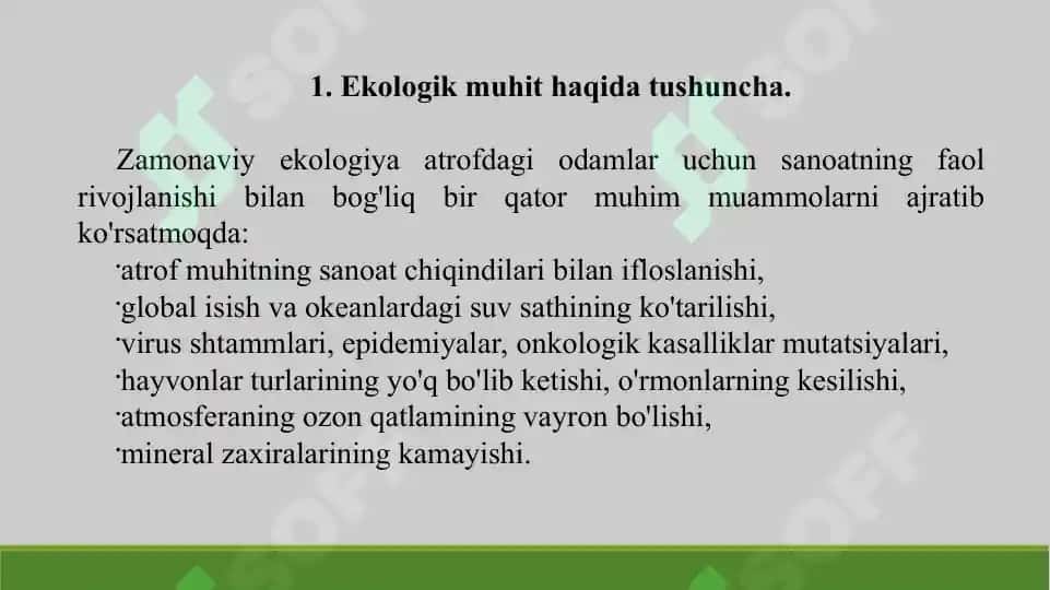 18. Ekologiya va inson salomatligi 2. Taqdimot 11 bet. 3