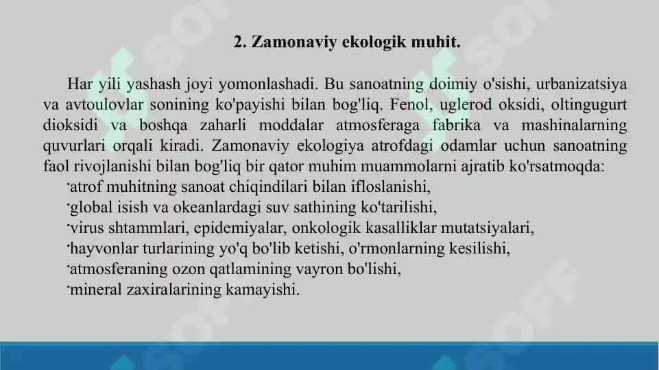18. Ekologiya va inson salomatligi 2. Taqdimot 12 bet. 4