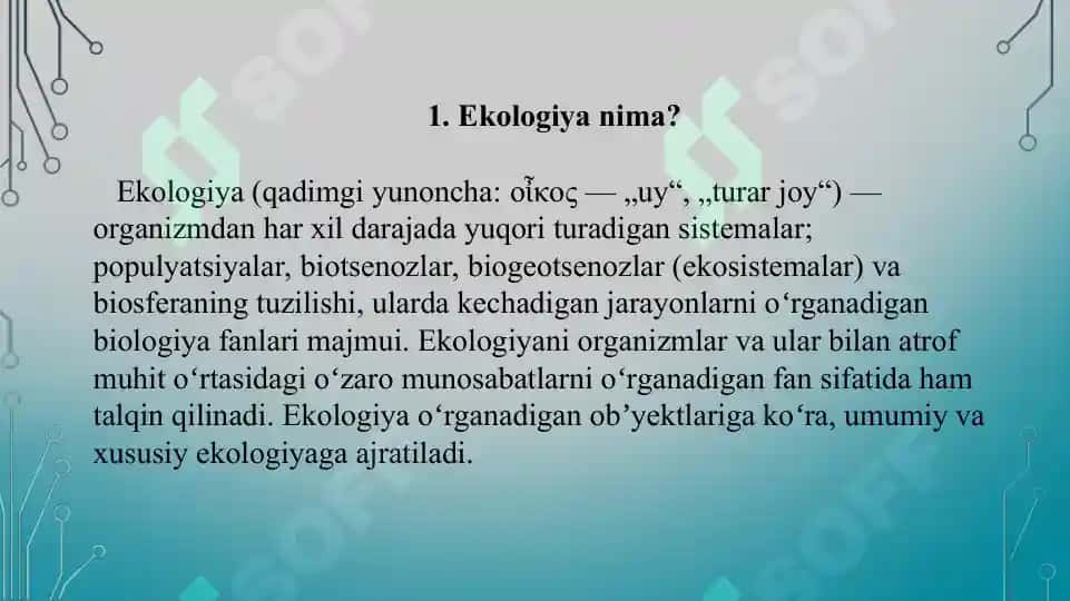 18. Ekologiya va inson salomatligi. Taqdimot 10 bet. 3