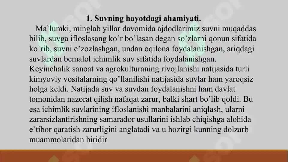 22. Dengiz va okeanlarning ifloslanishi va o’z-o’zini tozalashi. Taqdimot 12 bet. 3