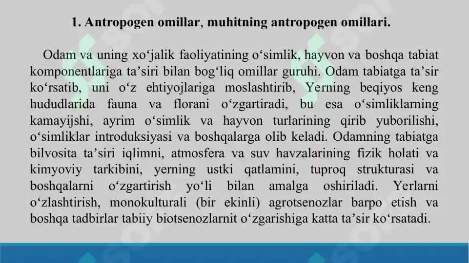 23. Antropogen ekotizimlar shahar (urban) ekotizimlar. Taqdimot 10 bet. 3