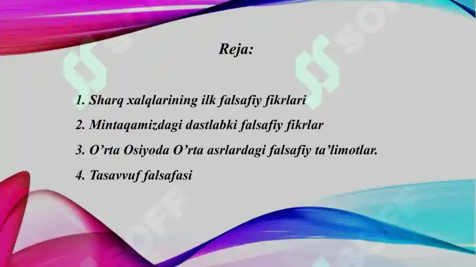 Falsafiy taraqqiyoti bosqichlari  sharq falsafasi 3