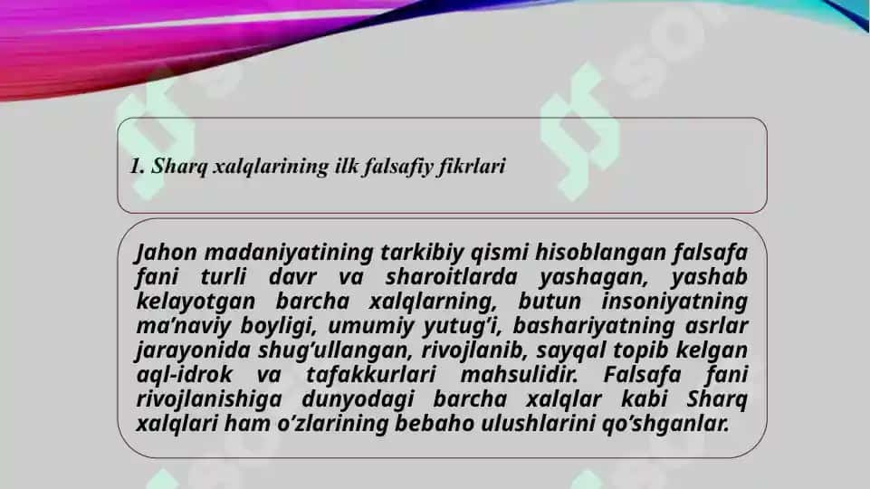 Falsafiy taraqqiyoti bosqichlari  sharq falsafasi 5